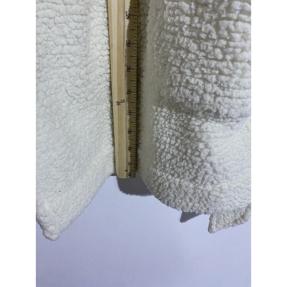 Lands End Robe Womens XL Ivory Sherpa Fleece Big Fluffy Cozy Warm Lounge Pockets